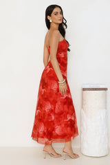 Dollhouse Daze Strapless Mesh Maxi Dress Red
