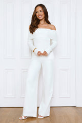 Dreamwave Off Shoulder Knit Top White