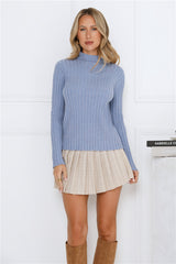 Daily Dream Ribbed Long Sleeve Top Blue