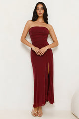 Berry Seduction Strapless Maxi Dress Burgundy
