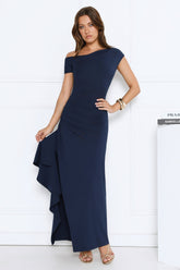 Effortlessly Irresistible Off Shoulder Maxi Dress Navy
