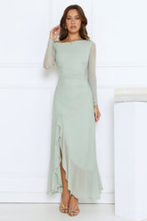 Darling At Dusk Long Sleeve Maxi Dress Sage