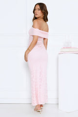 Dewy Delight Lace Maxi Dress Pink