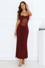 Can't Get Enough Strapless Maxi Dress Burgundy