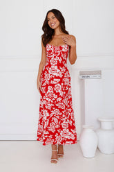 Gardenia Grove Maxi Dress Red