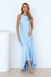 Bespoke Beauty Satin Maxi Dress Blue