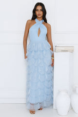 Aisling Halter Tulle Maxi Dress Blue