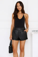 Iconic Moves Faux Leather Shorts Black