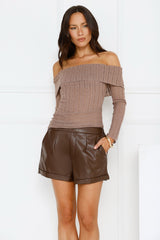 Iconic Moves Faux Leather Shorts Brown