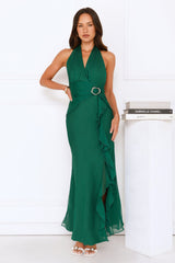 Follow The Stars Halter Maxi Dress Green