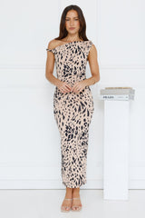 Exotic Essence Off Shoulder Midi Dress Print