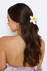 Island Girl Claw Clip Frangipani White