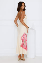 Paradise Glow Mesh Midi Dress Yellow