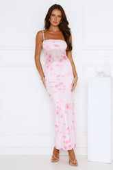 Frosted Glam Mesh Maxi Dress Pink
