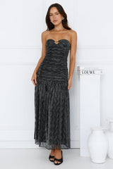 Glittering Vibes Strapless Maxi Dress Black