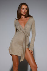 Aurora Luxe Long Sleeve Mini Dress Gold