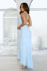 Little Fire Glow Halter Maxi Dress Blue