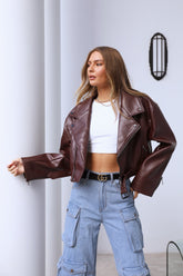 LIONESS Staten Island Jacket Faux Leather Mulberry