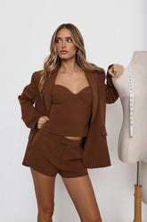 Classic Power Tailored Top Brown
