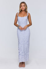 Daydreaming Light Embroidered Maxi Dress Blue