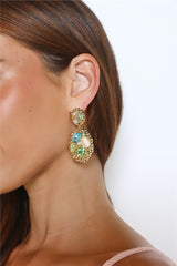 18k Gold Plated Crystallised Earrings Gold Blue