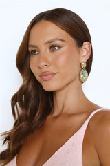 18k Gold Plated Crystallised Earrings Gold Blue