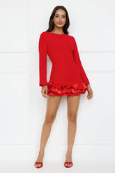 Belong With You Long Sleeve Romper Red