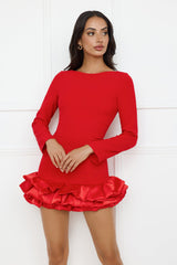 Belong With You Long Sleeve Romper Red