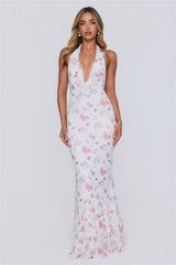 Little Luxe Halter Maxi Dress White