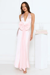 Beauty Hours Halter Satin Maxi Dress Pink