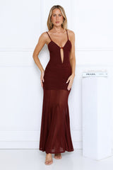 Chiciest Energy Maxi Dress Burgundy