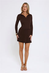 City Lights Glow Ribbed Long Sleeve Top Brown