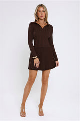 City Lights Glow Ribbed Mini Skirt Brown