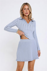 City Lights Glow Ribbed Mini Skirt Blue