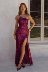 A New Glow Sequin Maxi Dress Plum