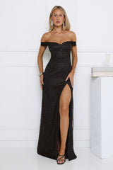 Exclusive Guest List Off Shoulder Maxi Dress Black