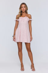 Lasting Impressions Off Shoulder Mini Dress Pink