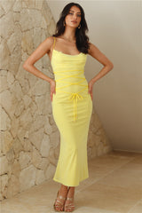 Fit To Impress Mesh Midi Dress Yellow