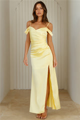Luxury Affair Satin Maxi Dress Yellow