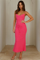 Fit To Impress Mesh Midi Dress Pink