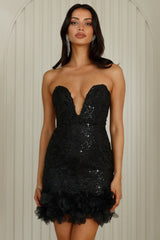 High Class Status Sequin Strapless Mini Dress Black