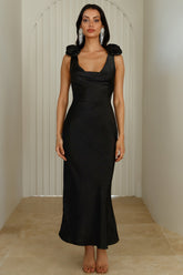 Event Of All Events Satin Maxi Dress Black