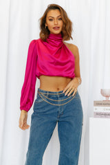 Love Deborah Satin Crop Top Pink
