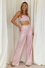 HELLO MOLLY Shimmer Life Sequin Pants Light Pink