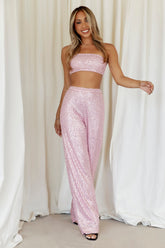 HELLO MOLLY Shimmer Life Sequin Crop Light Pink