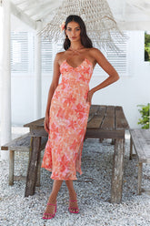 Flowery Wonderland Midi Dress Pink