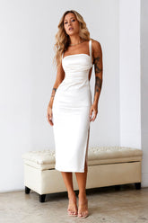 Bet U Wanna Satin Midi Dress Champagne