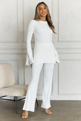 HELLO MOLLY Cozy Holidays Long Sleeve Ribbed Top Cream
