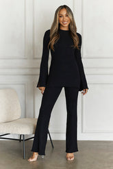 Cozy Holidays Ribbed Pants Black