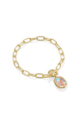 Daphne Gold Link And Chain Bracelet Dichroic Glass